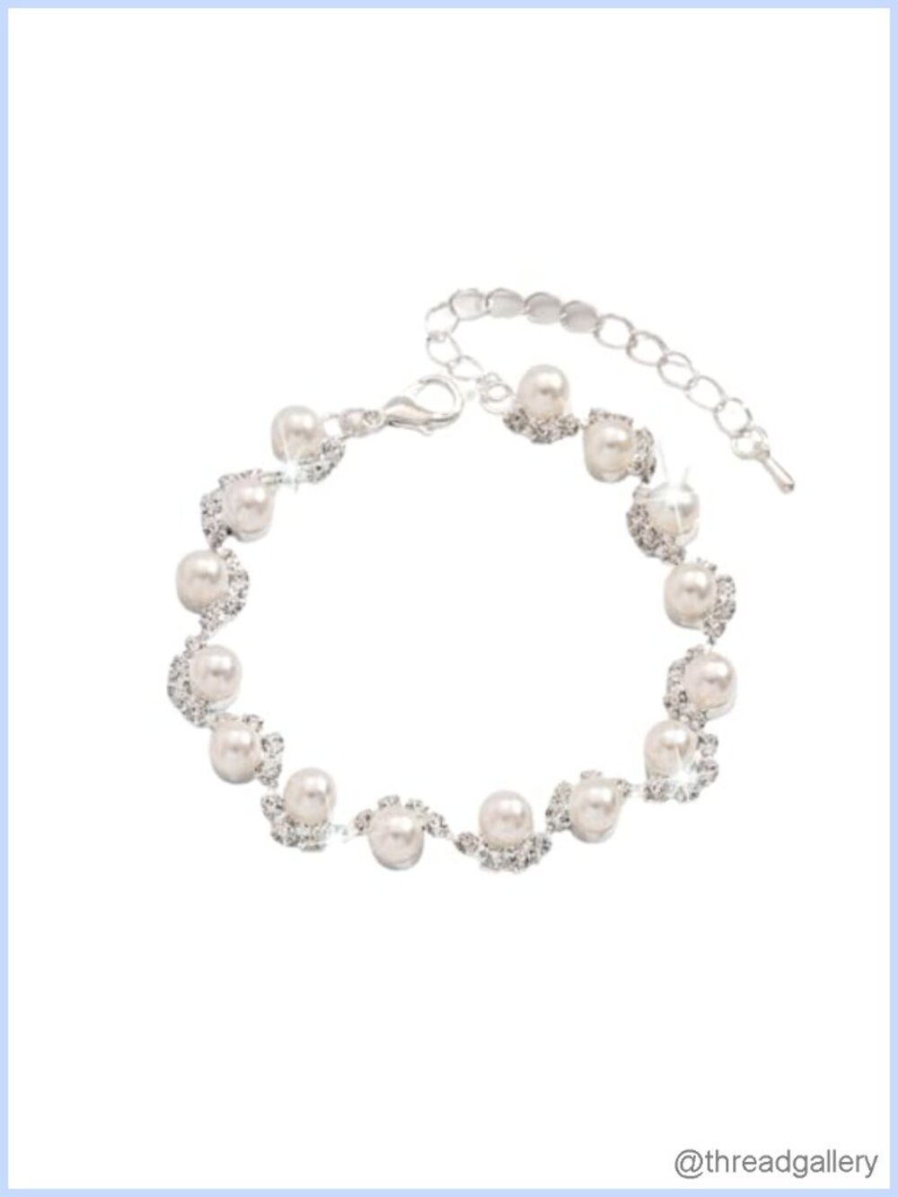 Luxury Pearl Crystal Rhinestone Tennis Bracelet, Hypoallergenic, Wedding Jewelry